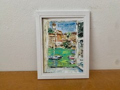 French Riviera Oil Painting on Painting Board Original Summer Landscape Painting