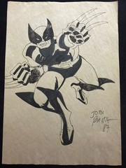 JOHN ROMITA drawing and painting on old paper signed stamped vintage