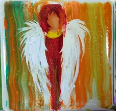 Wholesale Lot of 10 Angels Light Beings on Ceramic Tile Magnet Art by Rain Crow