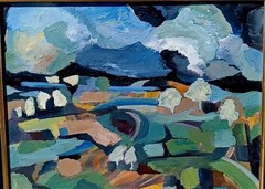 Abstract Painting, Expressionist Mid Century Modern Style Modernist Inspired