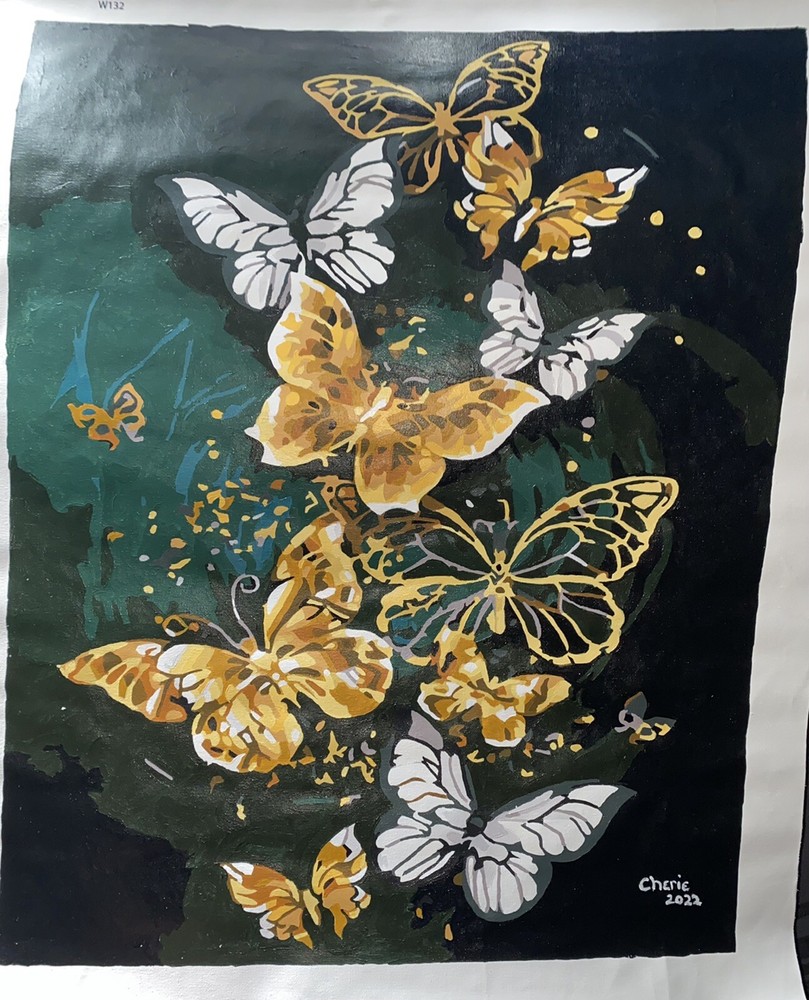 16×20 Gold Dust Butterfly Painting – Funds for Charity Dog Rescue