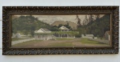 Antique 19th Century California Farm House Homestead Landscape Oil Painting