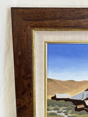 Vintage Framed Oil Painting of California Town Muted Landscape