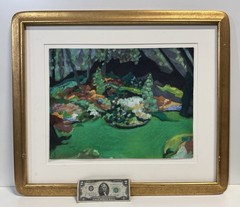 Vintage Vibrant Colorful Pastel Painting Signed Framed