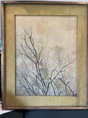 Reofect Painting Of Jane Chenoweths “ Flowering Quince “ 30x36in Gold Bamboo Fra