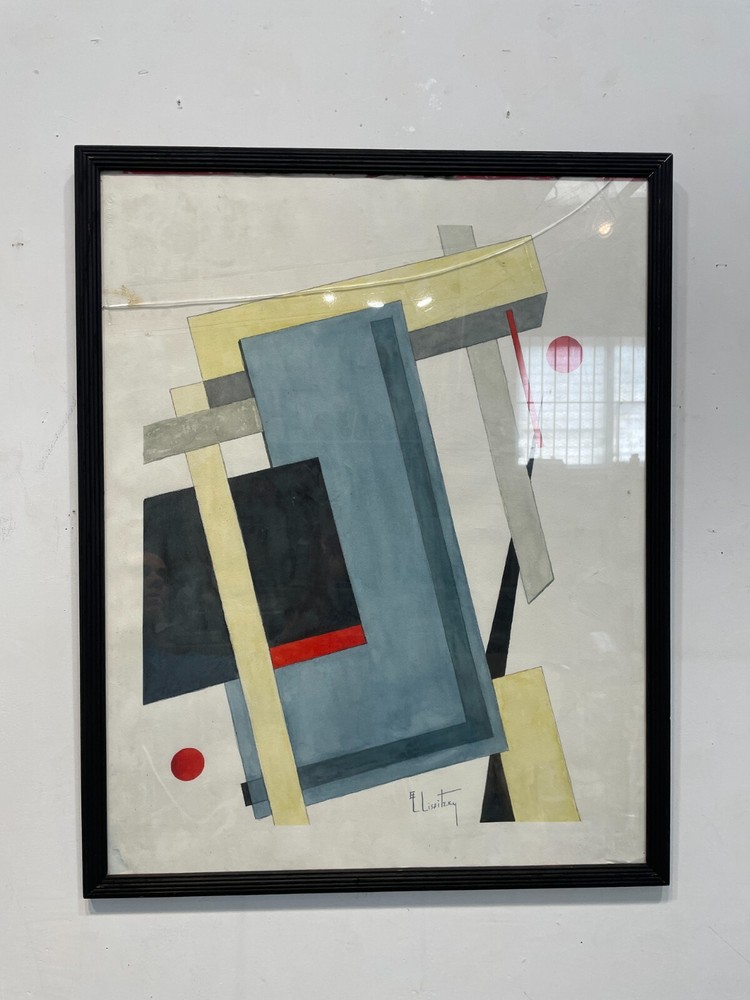 El Lissitzky watercolor on paper. Constructivism