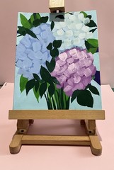 Original ACEO Acrylic Hydrangeas Abstract Flowers On Canvas Panel 8 X10”