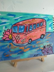 VW T1 painting acrylic unique signature 1/1 in A4 landscape format