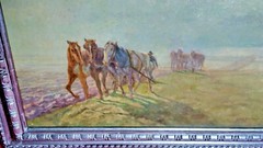 Animals Horses Oil painting Art on canvas 16″ x20″ Silver Frame By F.Dupont Rare