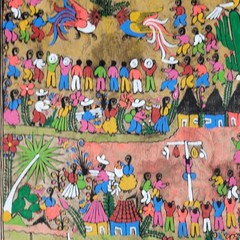 2 Original Amate Mexican Bark Paintings 39cmx59cm from Guerrero Mexico