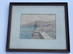 ANTIQUE PAINTING IMPRESSIONISM COASTAL NAUTICAL STACHOVSKI SIGNED PORT MARINA