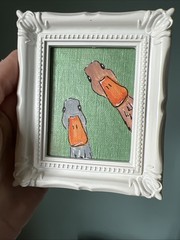 Funny Duck,goose, whimsical,cute,original,miniature Painting,small,mini,framed