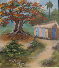 Flamboyant tree Hand Painted Original Oil Painting Benjamin Guaba Caribbean Home