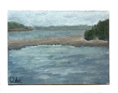 Ovaul Original 5×7 Oil Painting Canvas Panel Seascape Sandbar Bar Harbor Maine