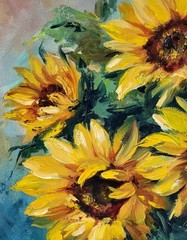 Original Oil Painting Sunflowers Floral Still Life 14×18 Canvas Signed Wall Art