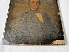 19th C RARE Full Plate Ambrotype Reverse Hand Painting 1800s Man Portrait Framed