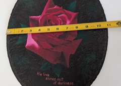 Midnight rose oil painting original artwork canvas dark oval religious textured