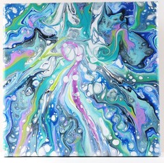 Acrylic Pour Painting On Stretched Canvas 8×8 One Of A Kind, Original, Wall Art,