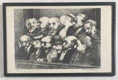 Vintage Original LITHOGRAPH Etching Jury of Twelve Law Signed Charles Bragg
