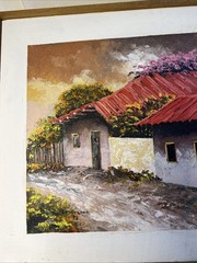 Colorful Village Landscape Painting By Contreras 1998,