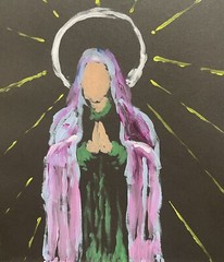 Virgin Mary Painting Art Religious Original Home Decor La Virgen Catholic 9×8