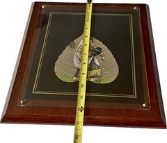 Traditional Vintage Indian Peepal Leaf Painting, Woman With Goat Framed 13×11
