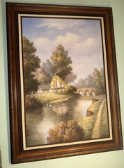 $1000 P Wilson English Cottage Landscape Oil Painting On Canvas 32” x 43.5”