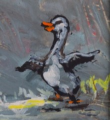 Small Size Framed Decorative Painting Titled The Playful Duck