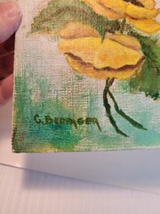 Original oil painting Flowers artwork Signed Framed With Easel 7×5