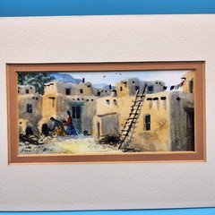 Pueblo Morning Acrylic Painting Arizona Artist Erin O’Dell Signed Matted Art