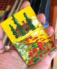 Tuscany ACEO original Painting Italy Original Art Poppy Field Artwork