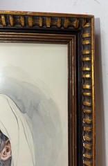 Vintage original Sol Schreibman Jewish Rabbi Man watercolor painting portrait