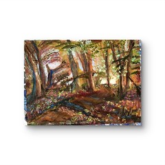 A Walk In The Woods Contemporary Expressionist Landscape Oil 12×16 Painting Wood