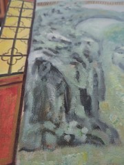 Signed Chun Guang Original Oil Painting Chinese Woman Window Garden Scene 12×12