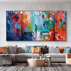 Abstract Hand Painted Oil Painting On Canvas landscape Home Decoration Red