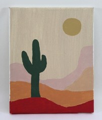 Southwest Desert Cactus Scene Acrylic Painting Signed & Dated ~ 8″x10″