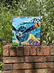 Airplane painting Acrylic On Canvas Original Painting colorful plane art