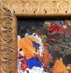 ANTQ French Provincial Artist’s Palette Double-Sided 3-D Impasto O/B Landscape!