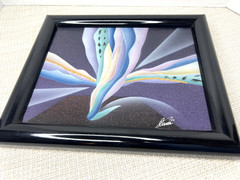 Vtg 90s Modern Abstract Flowy Purple Blue Pastel Canvas Picture Painting SIGNED