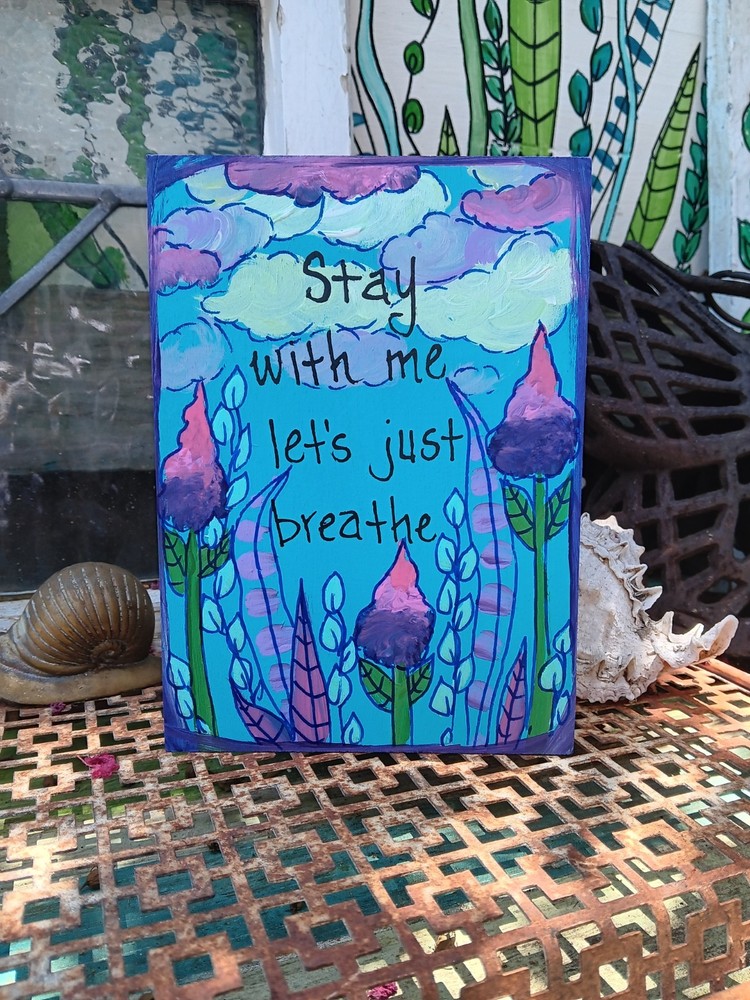 Pearl Jam Just Breathe Song Lyric Painting on 7 x 5″ wood panel, Alt Rock Art