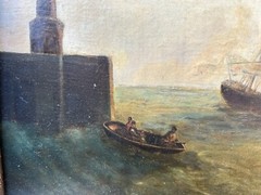 Andree Ruellan Woman Artist East Coast US Harbor Scene Oil Painting on Canvas