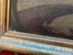 Fine Expressionist° Lakeside Um 1920 Unsigned Oil Painting Frame Antique Trees