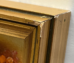 Miniature Hand Painted Wildflower Floral Painting Framed 6″ Retro Gold Vintage