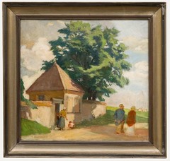 August Mayr-Lenoir (1887-1968) – 1940 Oil, A Walk in the Village