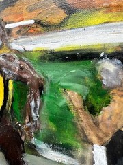 BOLT STRIDE Usein Running Race Pulling Ahead Original Collage Painting 14 x 11″