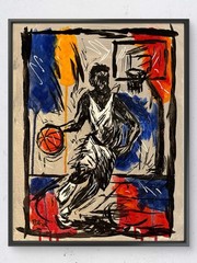 Original Street Basketball Player Expressionist 11×14 Acrylic Canvas Painting