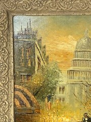 Original Oil Painting Turn of the Century Capital Building Washington Framed