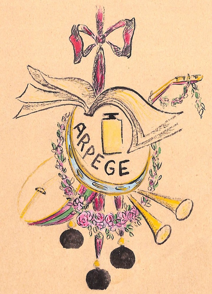 „Lanvin Paris Arpege Perfume c1950s Advertising Watercolor Artwork“