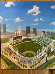 John McMahon „Jacobs Field Cleveland Ohio“ Oil Painting – Signed