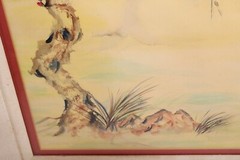Vintage Chinese Plum Blossom Watercolor Painting Signed